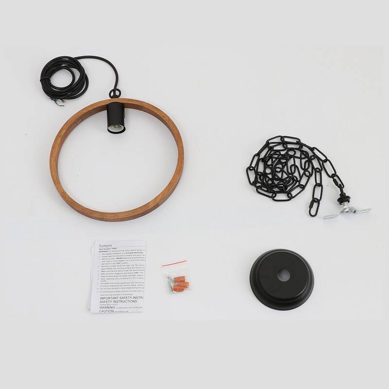 Anmytek Farmhouse 1-Light Orb Wood Island Pendant Lights for Dining Room Foyer