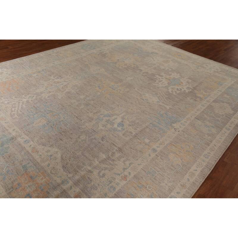 Earth Tone Oushak Vegetable Dye Turkish Area Rug Handmade Wool Carpet - 9'4"x 11'8"
