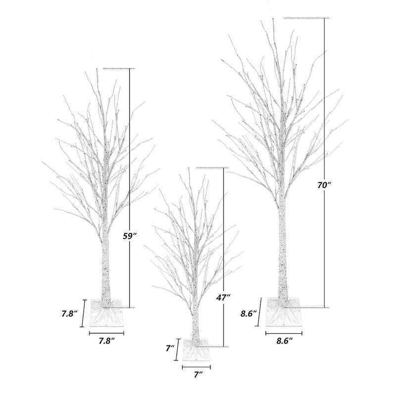 6 Ft Pre-lit Artificial Tree Birch Tree Christmas Holiday Party Decorations Starlit Tree for Indoor Outdoor Use, 3 Pieces Sets