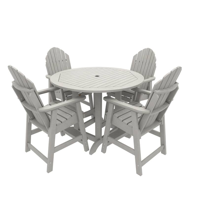 Highwood Commercial Grade 5-Piece Muskoka Adirondack 48" Counter Height Dining Set - Harbor Gray