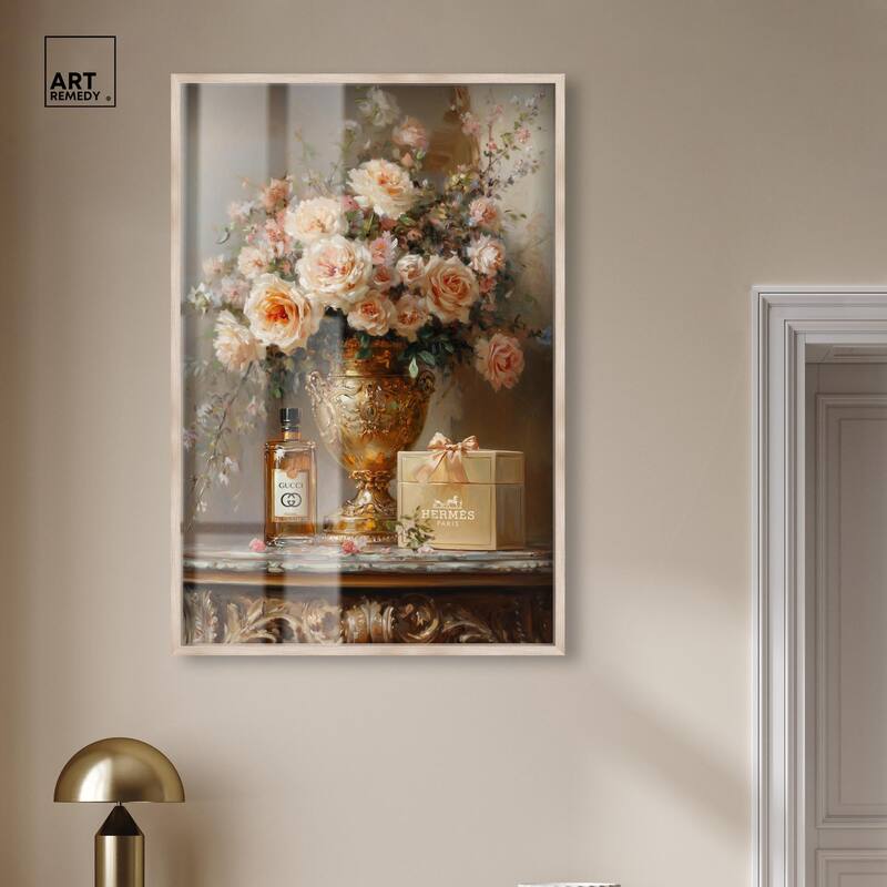 Classical Vase Tans and Floral Shadowbox by Art Remedy