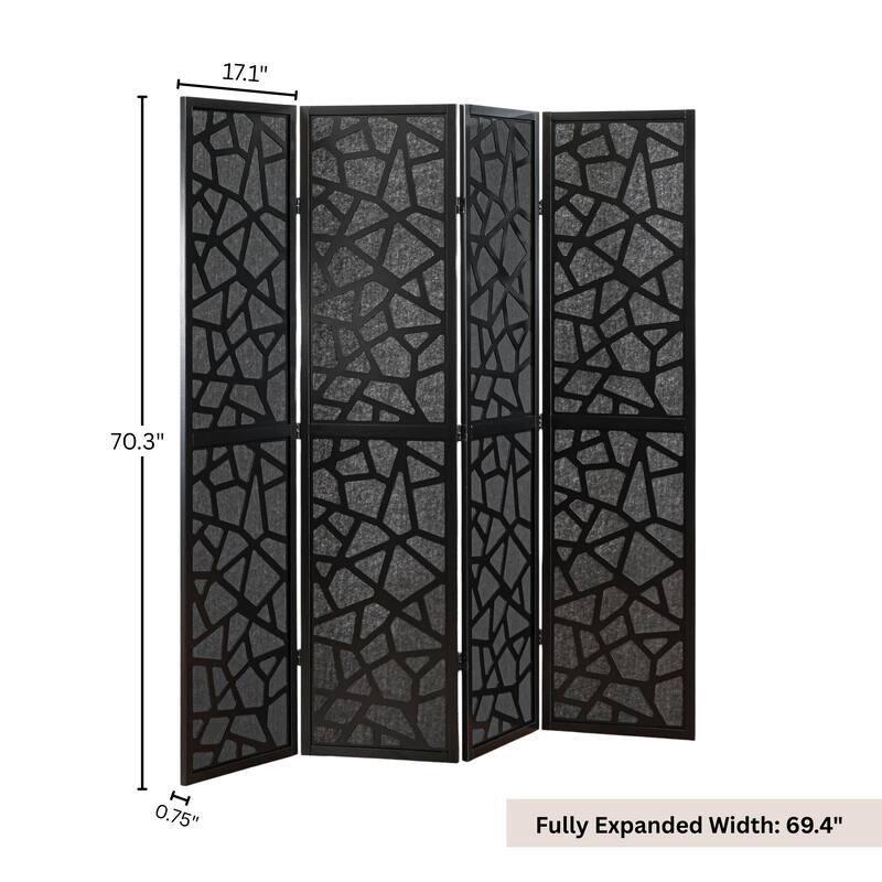 Roundhill Furniture Aurra 4-Panel Wood Room Divider, Folding Portable Partition Screen