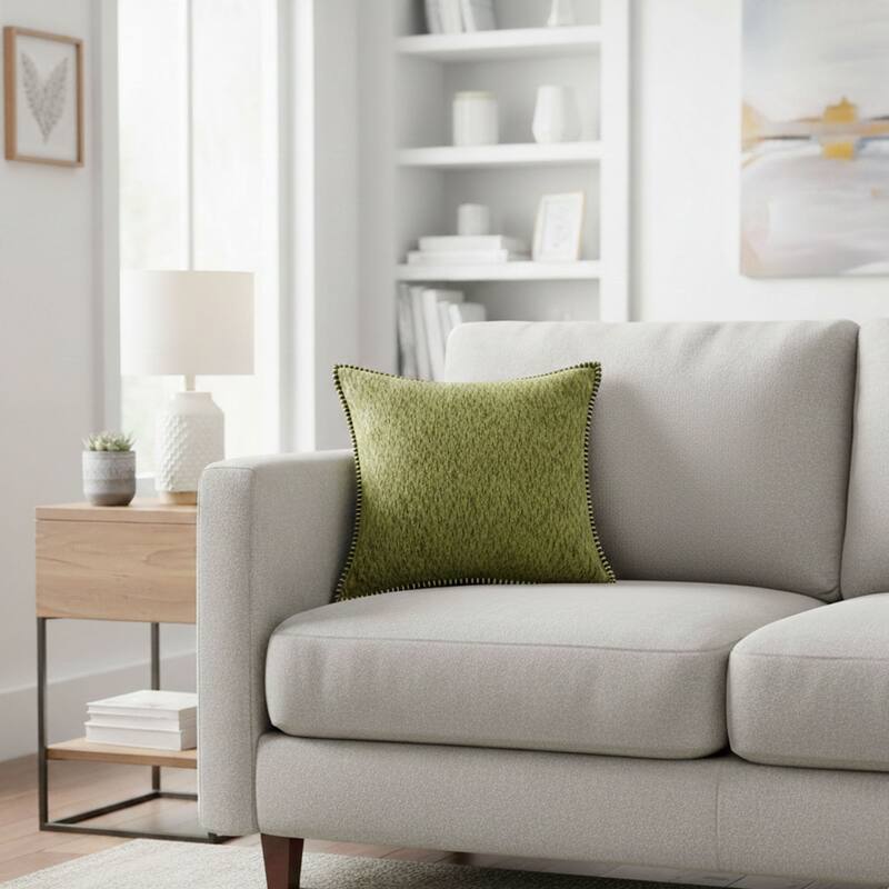 Textured Throw Pillow with Stitched Contrast Edge Set of 2