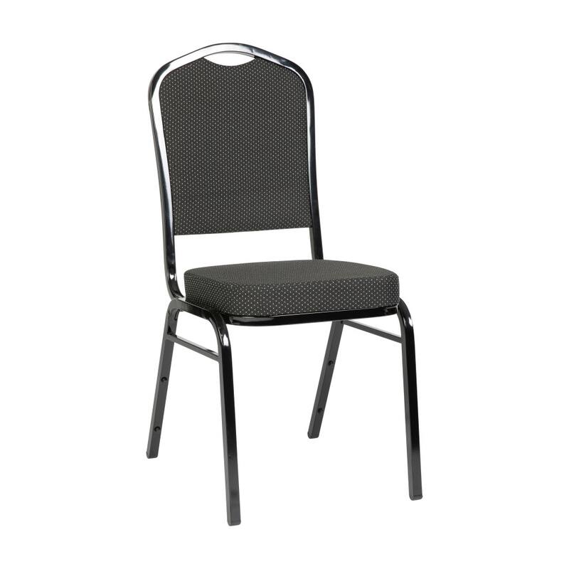 Crown Back Stacking Banquet Chair - Black Dot Patterned Fabric/Black Frame