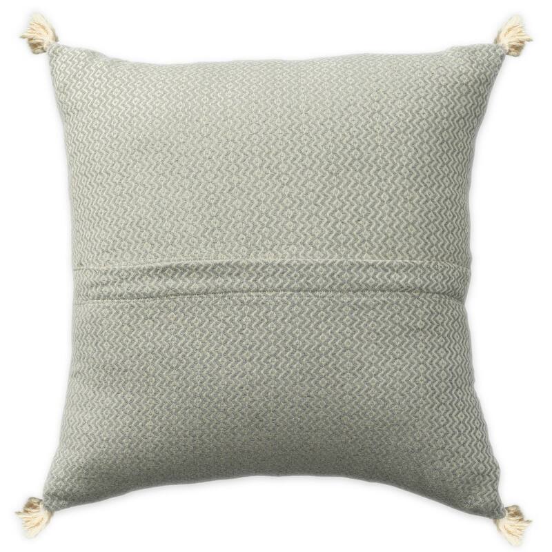 Chevron Square Throw Pillow with Tassels - 18" - Gray