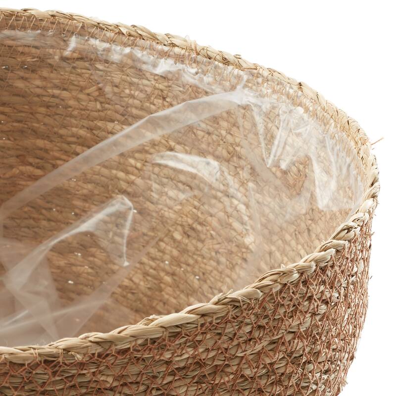 Set of 3 Seagrass Planter Baskets Natural Flower Pot Covers w Liners