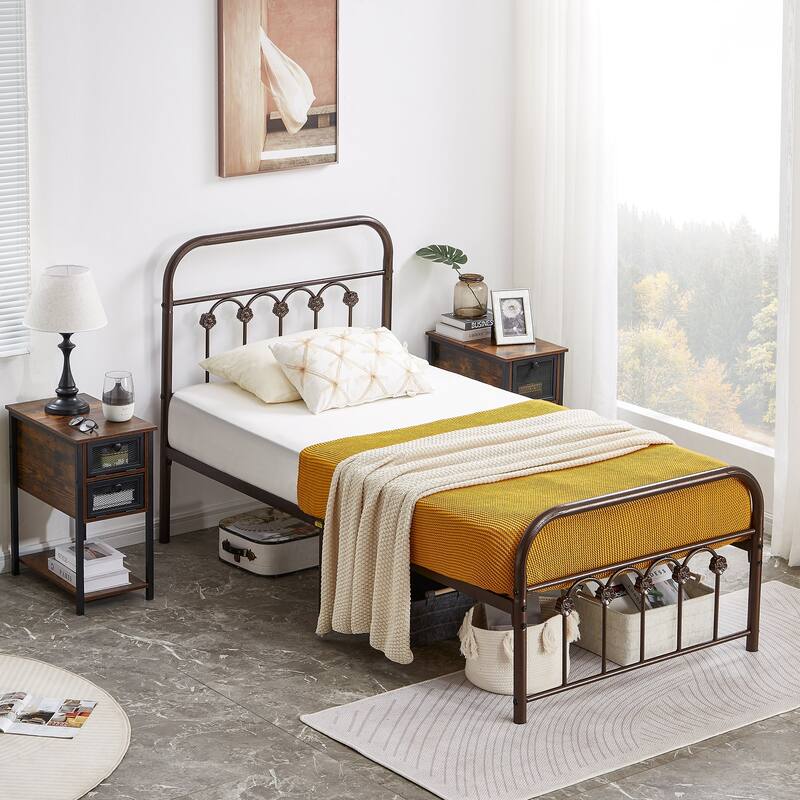 Modern Mental Platform Bed,Antique Purple