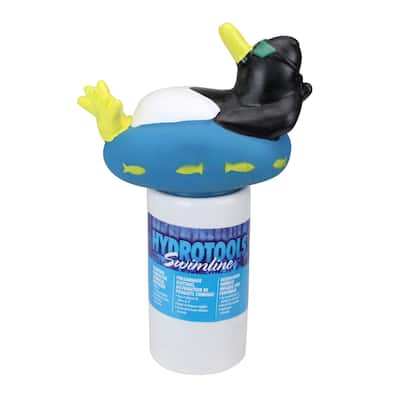 13-Inches Blue and White Cool Penguin Swimming Pool Chemical Dispenser - 13"