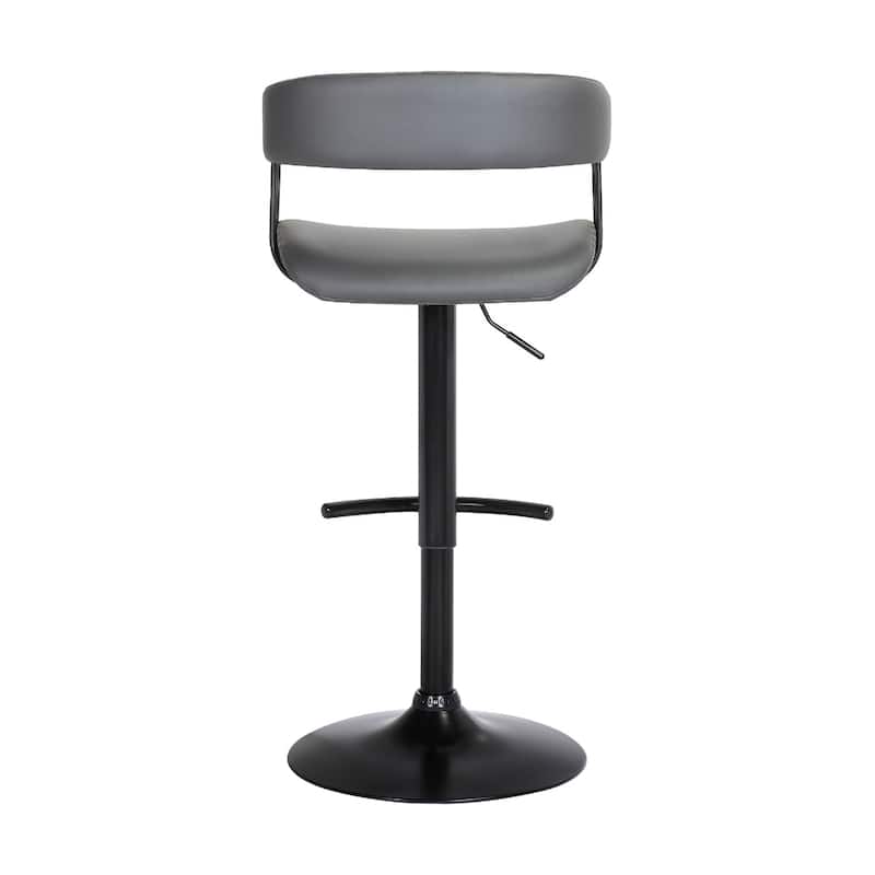Adjustable Faux Leather Swivel Bar Chair with Footrest and Armrests - 20” x 18” x 44”