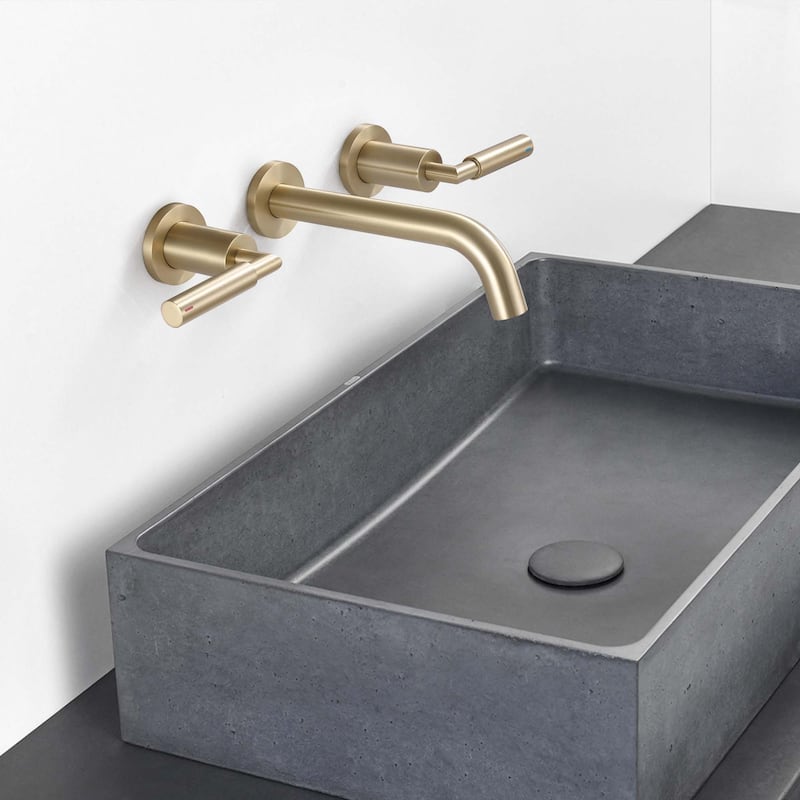 Wall Mount Bathroom Faucet 2 Handle Bathroom Sink Faucets 3 Hole Luxury Modern Mixer Taps With Valve