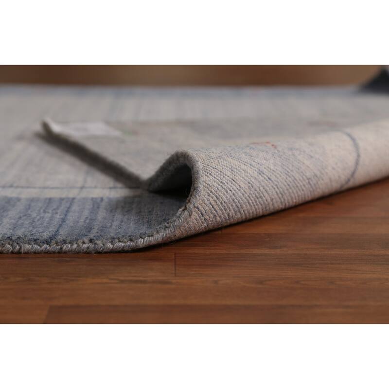 Gabbeh Indian Area Rug Hand-Knotted Tribal Beige Wool Carpet - 5'5" x 7'7"