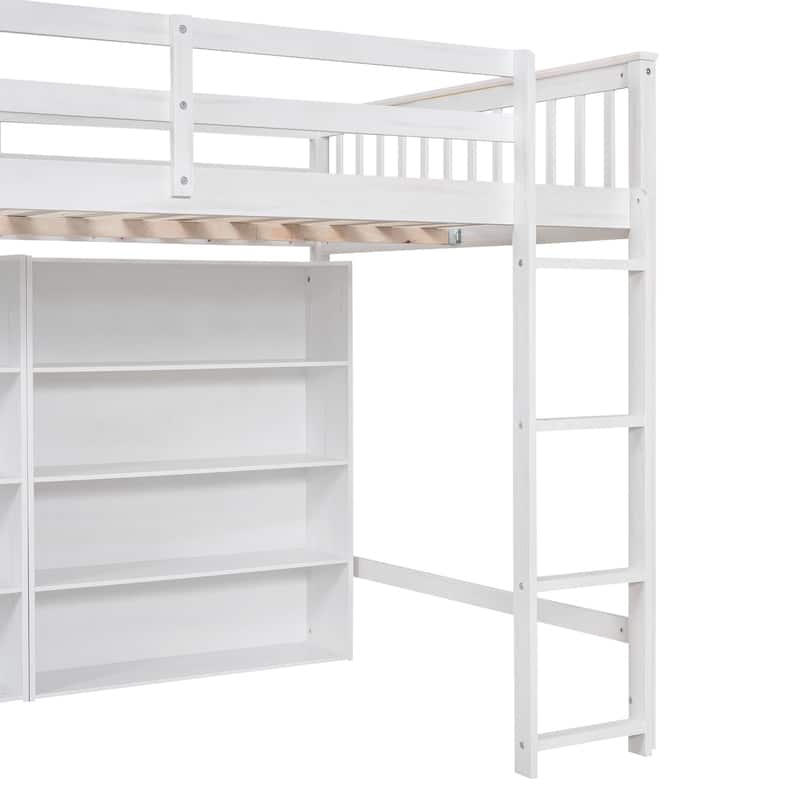 Loft Bed with Storage Shelves
