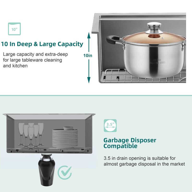 CB HOME 32 Inch Gold Kitchen Sink, 32x19 Undermount Single Bowl Sink, Stainless Steel Kitchen Sink with Drainer & Grid