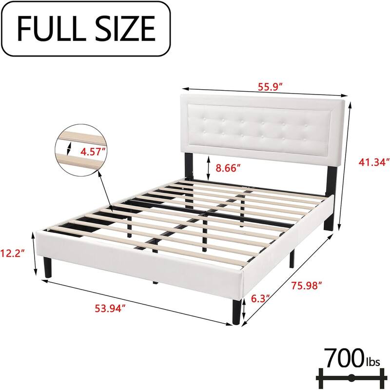 alazyhome Upholstered Platform Bed Frame with Button Tufting Headboard