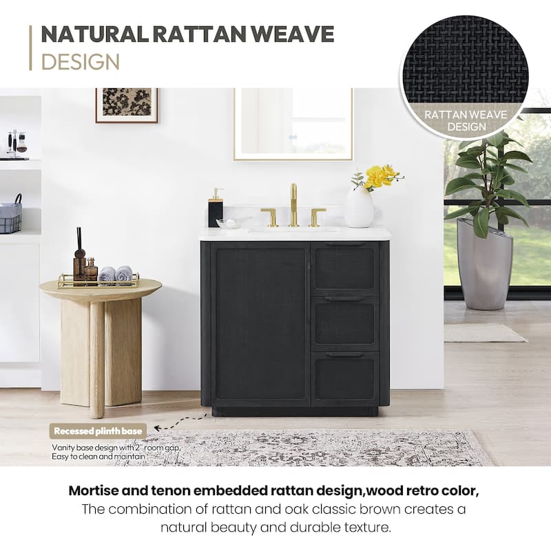 Busan Bath Vanity with White Quartz Stone Top without Mirror