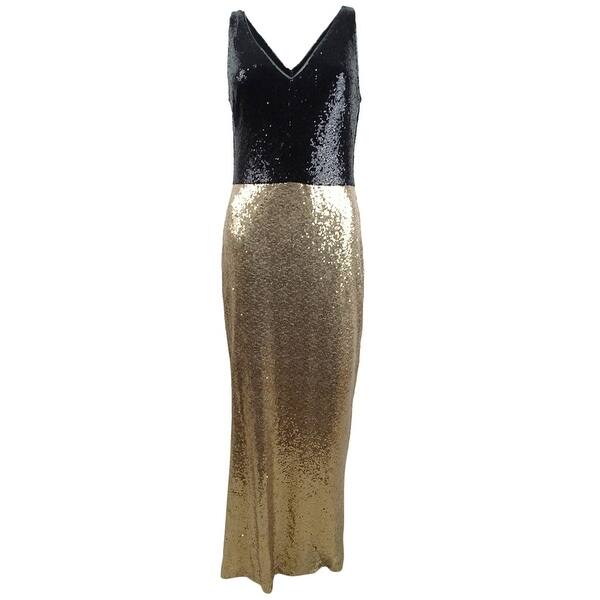 Lauren Ralph Lauren Women's Sequin V-Neck Gown (4, Gold/Black) - Bed Bath &  Beyond - 41456887