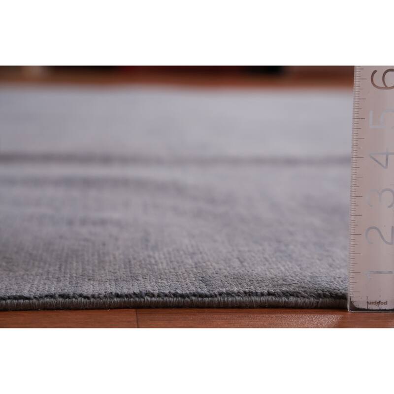 Hand Knotted Oriental 100% Wool Carpet Modern Solid Greys & Charcoal Gabbeh Area Rug - 13' 10'' X 9' 11''