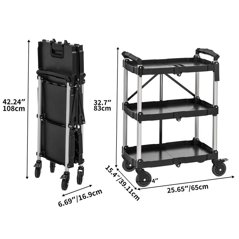 3 Tier Portable Kitchen Cart with Swivel Wheels