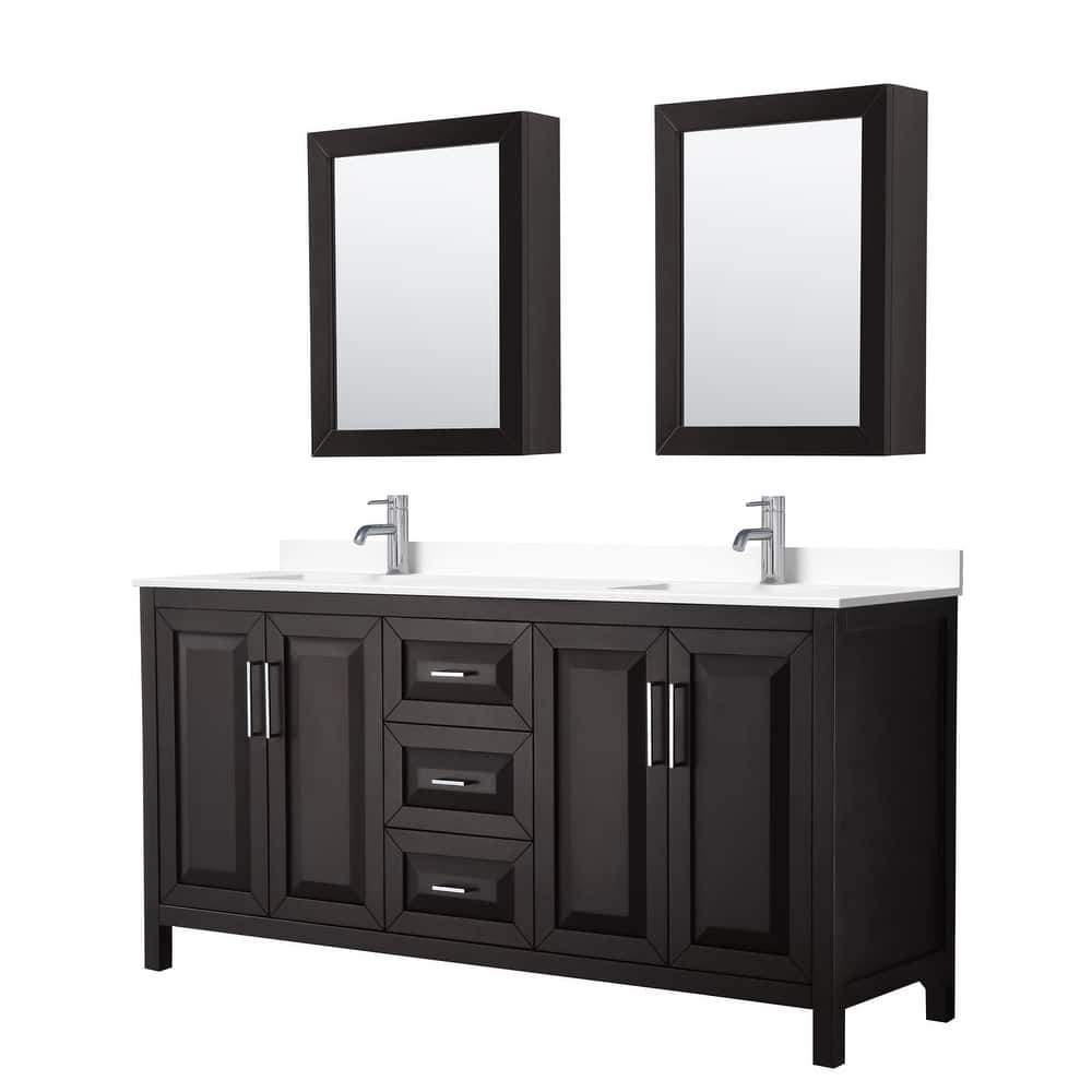 Daria 72 Inch Double Vanity, Cultured Marble Top, Medicine Cabinets