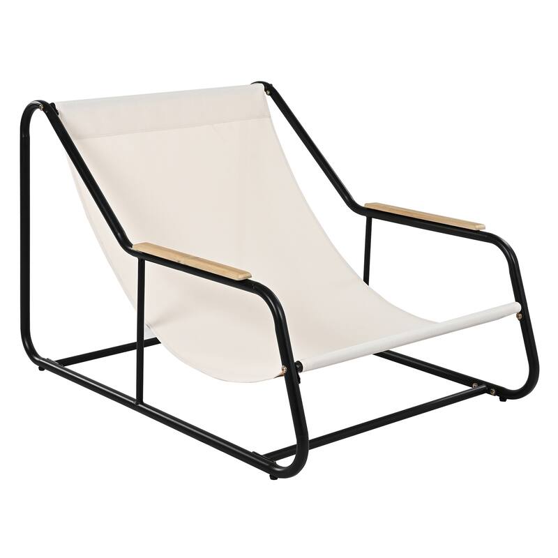 Outdoor Chaise Lounge Set of 3 with Cushion, Patio Lounge Chair Recliner with Acacia Side Table