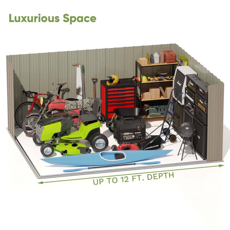 Patiowell 10' x 12' &10' x 14' Metal Outdoor Storage Shed with Floor Frame for Garden, Backyard, Patio