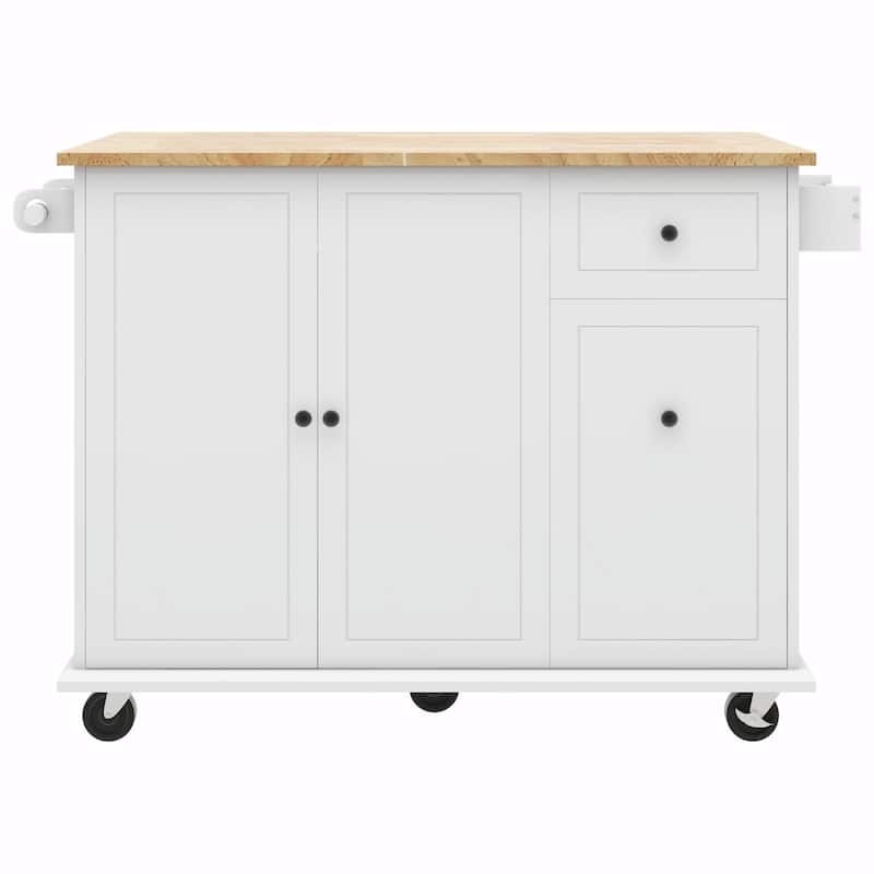 Rolling Kitchen Cart with Drop Leaf, Storage Rack, and 3-Tier Cabinet Organizer