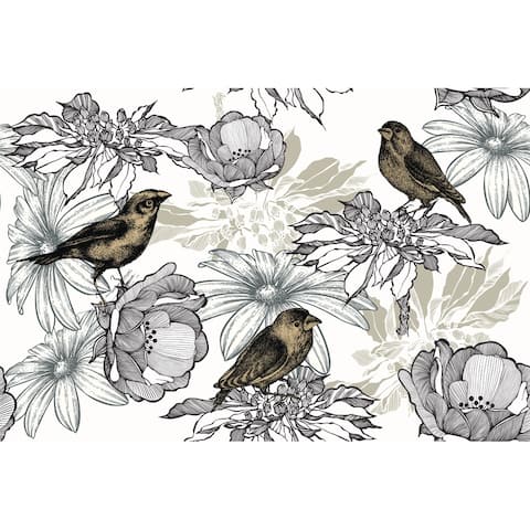 Birds with Roses Candila Removable Wallpaper - 24'' inch x 10'ft