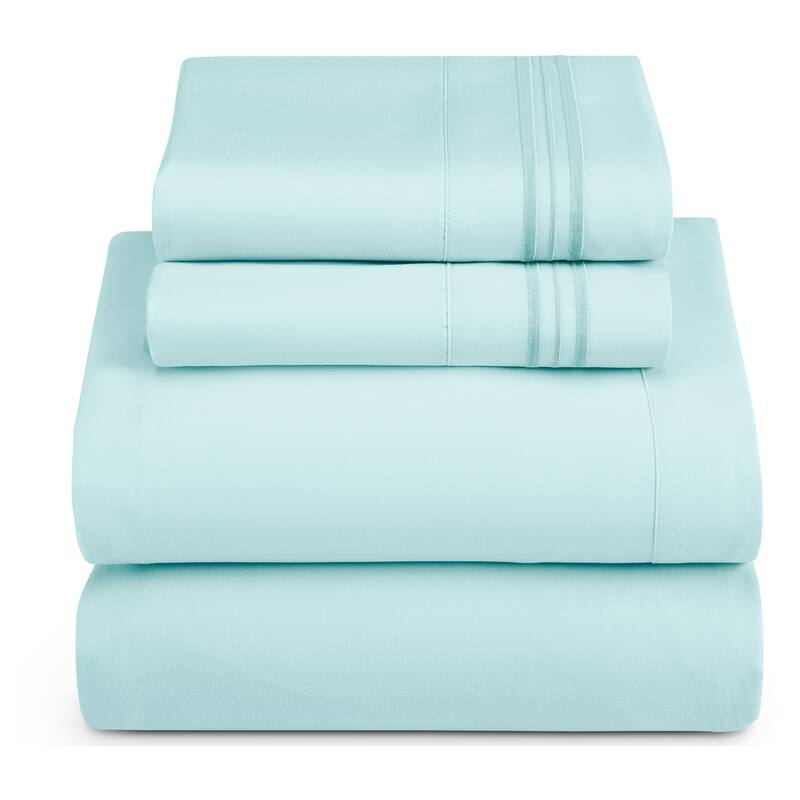 Nestl Ultra-soft Deep Pocket Bed Sheet Set - Short Queen/RV - Light Baby Blue