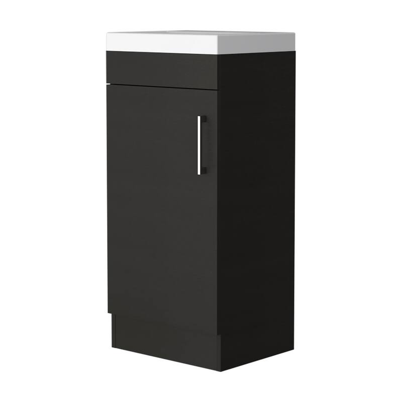 Modern Bathroom Vanity with Storage Shelf, Single Door, and Metal Handle - 34.65" H x 15.75" W - 12.99in L