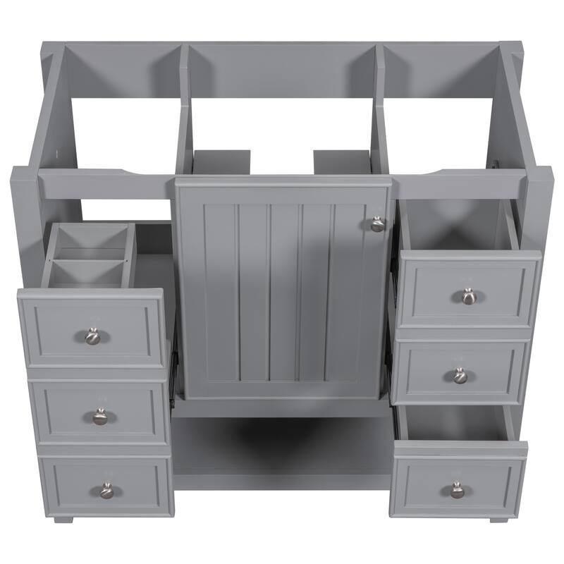 36" Blue Bathroom Vanity Cabinet, Three Drawers, One Cabinet, Open Shelf, Freestanding Design