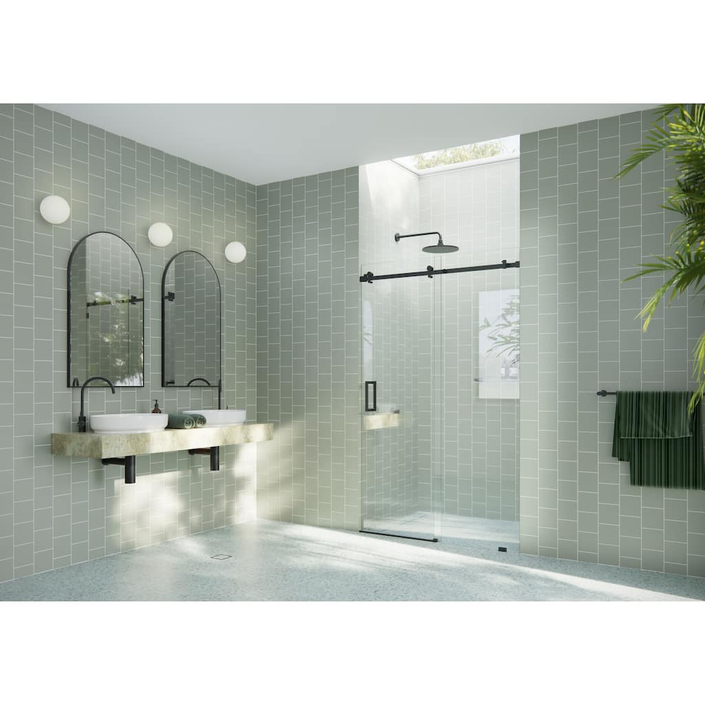 Glass Warehouse 48 in. x 78 in. Sliding Frameless Shower Door with Square Hardware