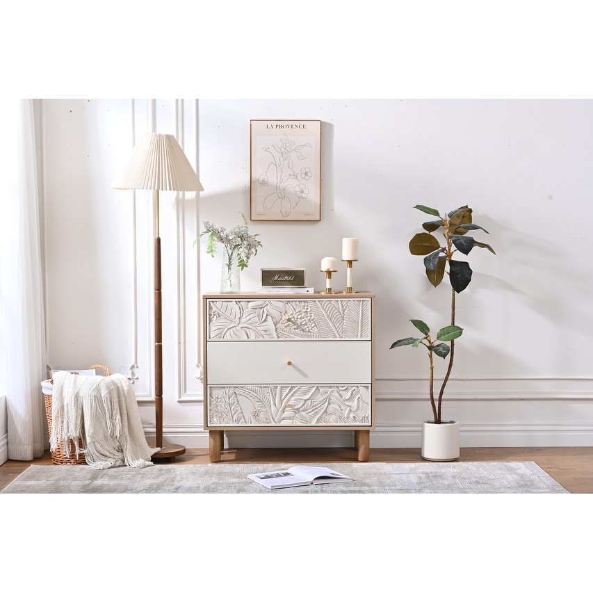 Boho-Chic 3-Drawer Wood Dresser