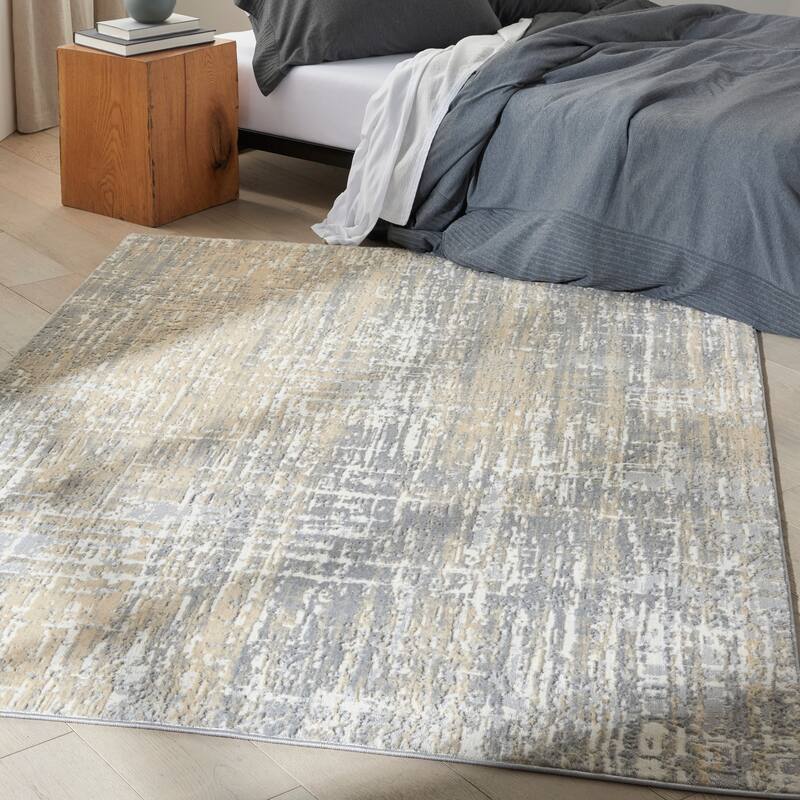 Calvin Klein Enchanting Indoor Contemporary Abstract Area Rug - 8' x 10' - Grey/Beige - Rectangle