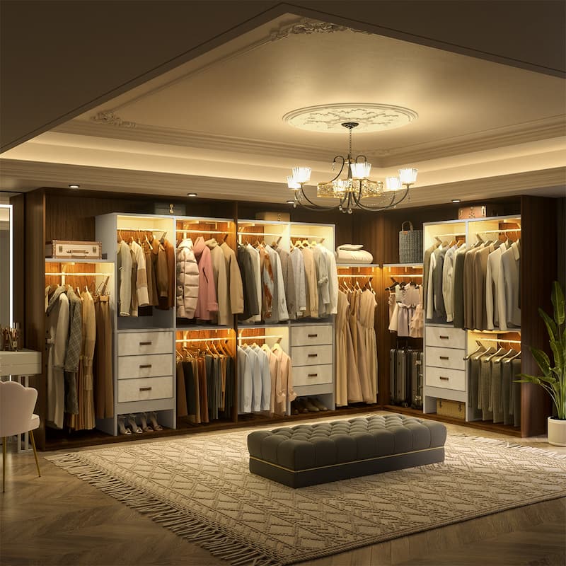4FT Kid‘s Closet System with Fabric Drawers, DIY Closet Organizer with Adjustable Hanging Rods