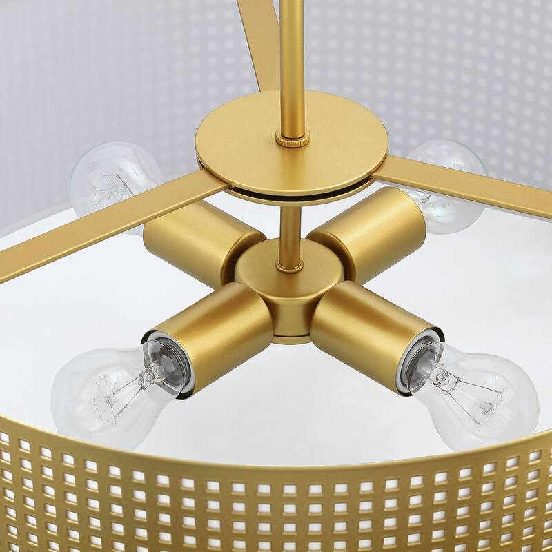 Murray 4-light drum Pendant chandelier with Gold frame - 20 in. W