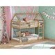 preview thumbnail 18 of 25, Rubber Wood Twin Size Floor Bunk Bed with Ladder, Low Height Design Natural