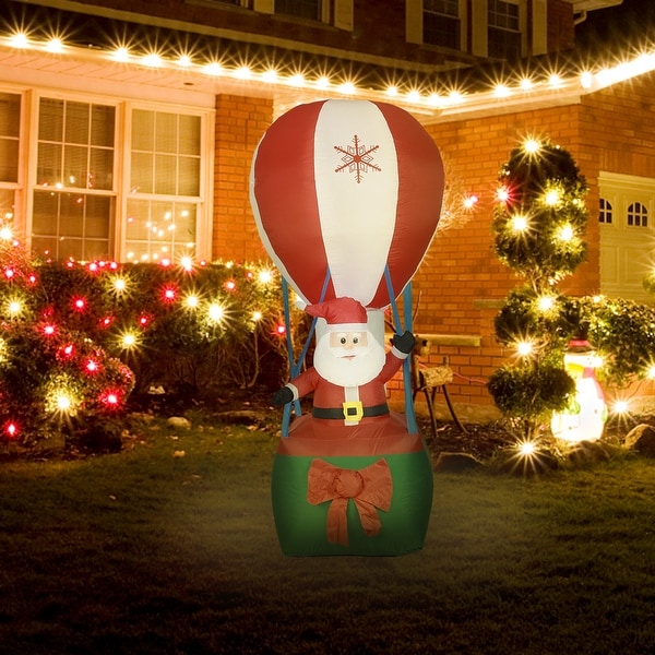 9-foot Inflatable Santa in Hot Air Balloon with LED Lights. Opens flyout.