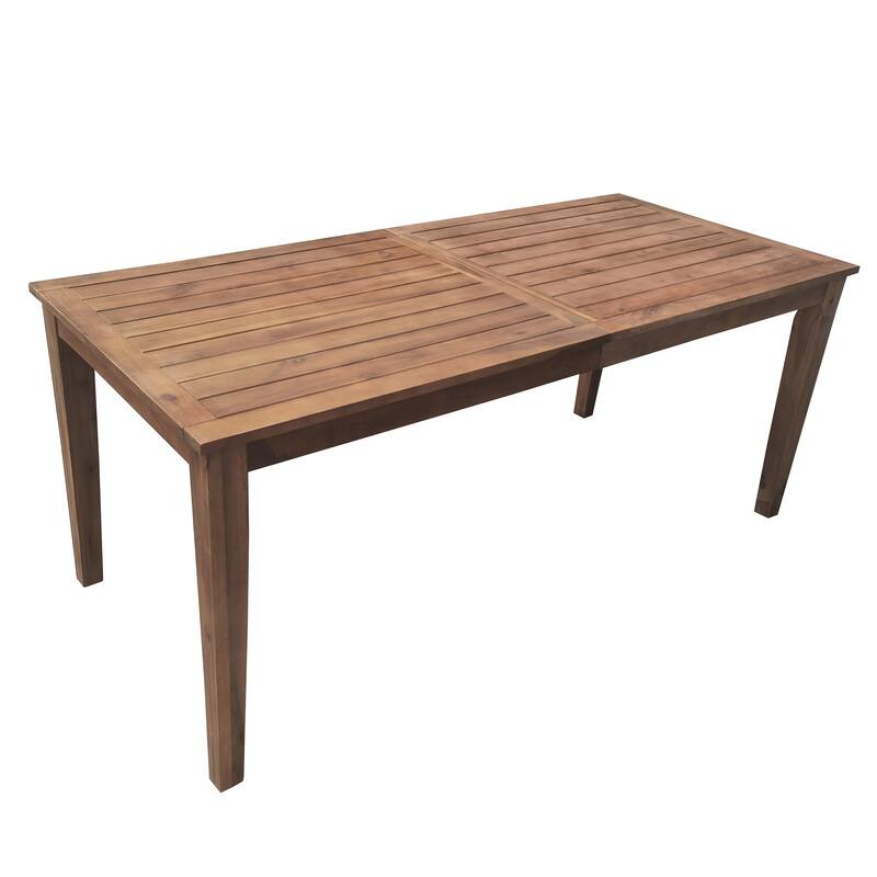 7 Pieces Acacia Wood Outdoor Dining Set with Cushions,Modern 6 Chairs and 1 Large Table, Dining Furniture Set