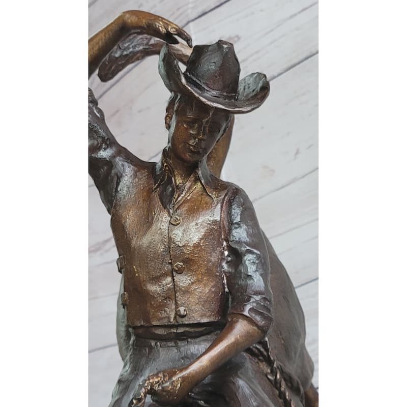 Rodeo Bull Rider Bronze Statue Sculpture Western Decor Art 24 Inches X 19 Inches