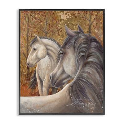 Stupell Horses in Autumnal Forest Framed Giclee Art Design By Jody Bergsma
