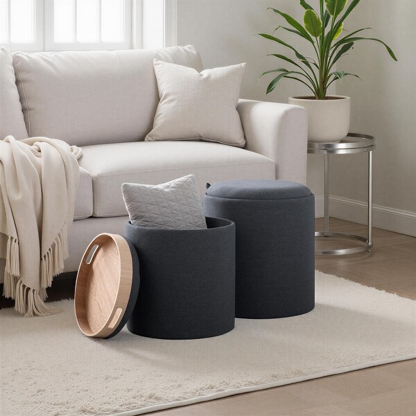 Carson Carrington Astrid Tray Top Nesting Ottoman Set - On Sale