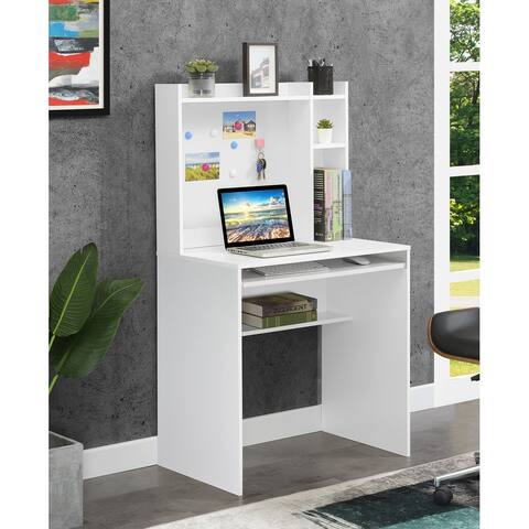 Designs2Go Student Desk with Magnetic Bulletin Board and Shelves, White