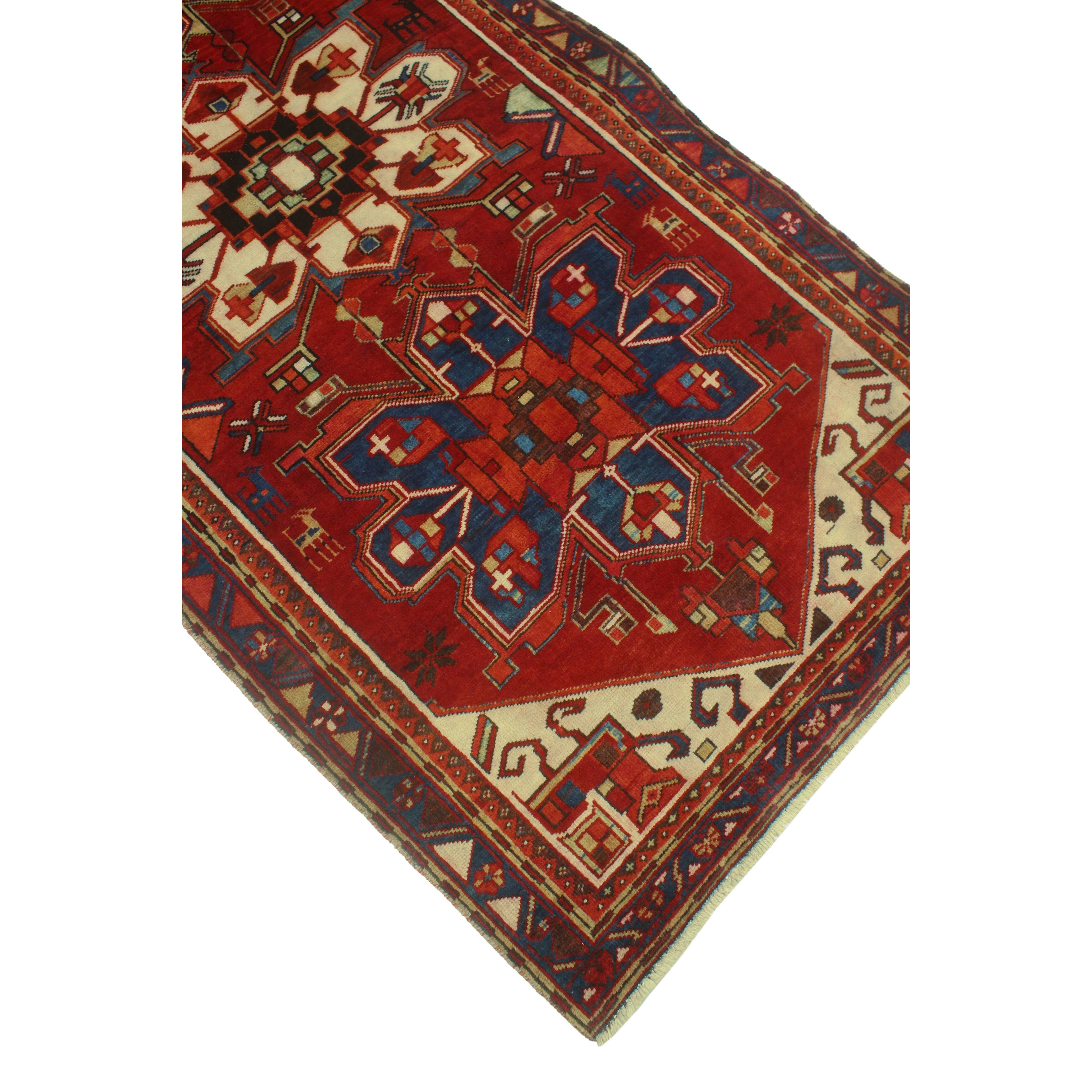 Noori Rug Fine Vintage Distressed Kristina Red/Blue Runner 3'3" x 10