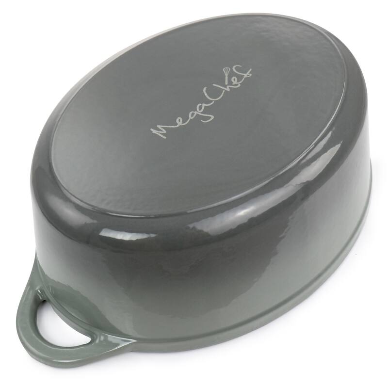 7 Quarts Oval Enameled Cast Iron Dutch Oven in Smoke