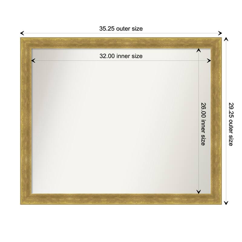 Angled Gold Framed Non-Beveled Custom Wall Mirror, Bathroom Vanity Mirror