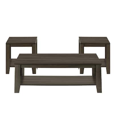 Set of 3 Coffee Tables with 3 Shelves for Living Room or Office Storage - 42” x 20.5” x 17”
