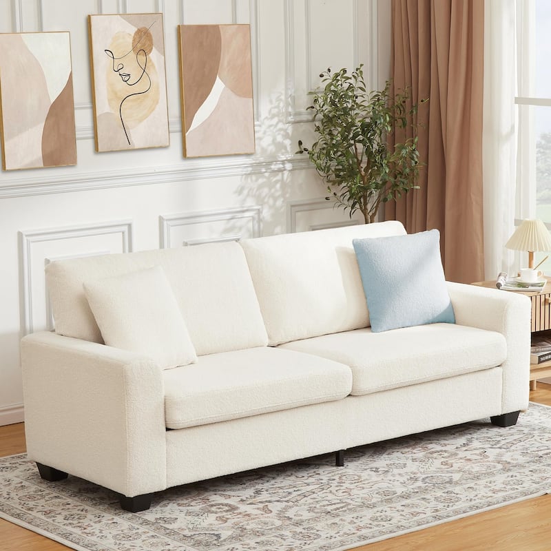 83'' Comfy Cloud Couch, Modern 3 Seater Deep Seat Sofa with Wide Armrester - Beige