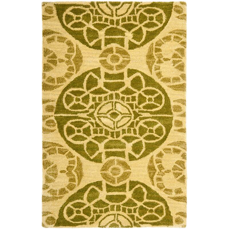 SAFAVIEH Handmade Wyndham Dinie Modern Wool Rug - 2'6" x 4' - Honey/Green