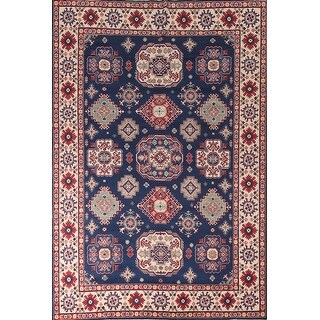 Navy Blue Kazak Living Room Area Rug Handmade Wool Carpet - 8'5