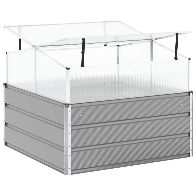 vidaXL Planter 39.37 x 39.37 x 30.31 in Galvanised Steel - 39.37 x 39.37 x 30.31